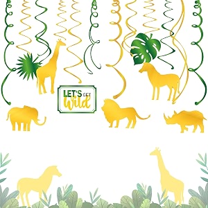 festiko12 pcs jungle animals party decorations wild one party decoration safari animals swirl hanging decoration jungle animals party supplies safari party favors for girl