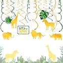Festiko®12 PCS Jungle Animals Party Decorations Wild One Party Decoration Safari Animals Swirl Hanging Decoration Jungle Animals Party Supplies Safari Party Favors for Girl