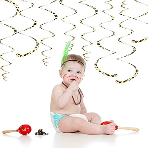 festiko12 pieces leopard hanging swirls whirls leopard print whirls cheetah whirls party decoration for birthday jungle animal themed party graduation wedding celebration