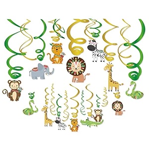 festiko12 safari animals hanging swirl decorations jungle party supplies wild birthday theme decor for boy girl baby tribal 1st bday favors idea