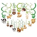 Festiko®12 Woodland Animals Hanging Swirl Decorations, Forest Friends Birthday Party Supplies for Boy Girl Kids, Woodland Creatures Theme Decor, 1st First Bday Favors