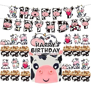 festiko 14 pcs cow theme happy birthday combo banner cake amp cupcake toppers cow theme birthday decoration cow theme party supplies