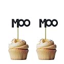 Festiko® 24 PCS Moo Cake Topper Cows Cupcake Toppers for Farm Theme Party Kids Girls Birthday Party Decorations