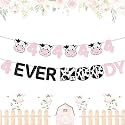 Festiko® 4 Ever Moody Banner, Cow Theme 4th Birthday Decoration, Party Supplies
