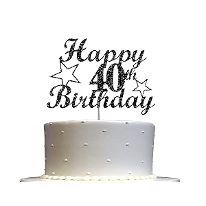 festiko40 birthday black glitter cake topper 40th party decoration ideas cake decoration sturdy doubled sided glitter