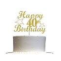 Festiko®40 Birthday Cake Topper Gold Glitter, 40th Party Decoration Ideas, Cake Decoration, Sturdy Glitter.