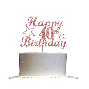 festiko40 birthday rose gold glitter cake topper 40th party decorations ideas birthday decoration sturdy glitter party supplies