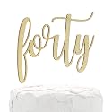 Festiko®40th Birthday Cake Topper - Forty - Gold Glitter - Birthday Decoration, Party Supplies
