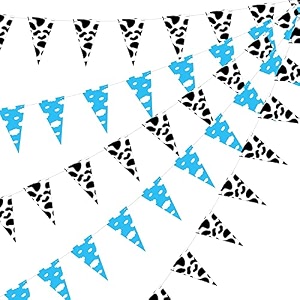 festiko5 pcs cow print pennant banner cow print party supplies cow birthday party pennant bunting banner baby pennant banner for wedding anniversary holiday decorations sky clouds style