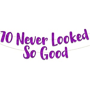 festiko70 never looked so good purple glitter banner - 70th birthday decorations and supplies