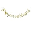Festiko®70 Years Blessed Banner, Funny Gold Glitter Sign for 70th Birthday/Wedding Anniversary Party Supplies Photo Props