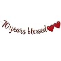Festiko®70 Years Blessed Banner Rose Gold Paper Glitter Party Decorations for 70TH Wedding Anniversary 70 Years Old 70TH Birthday Party Supplies Letters Rose Gold