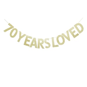 festiko70 years loved gold glitter banner for 70th birthdaywedding anniversary party sign photo props