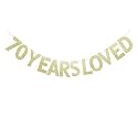 Festiko®70 Years Loved Gold Glitter Banner for 70th Birthday/Wedding Anniversary Party Sign Photo Props