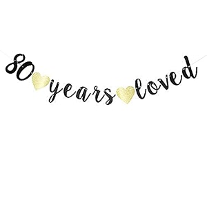 festiko80 years loved banner80th birthday party decorations photo propscelebrating 80 wedding anniversary black party decoration