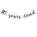 Festiko®80 Years Loved Banner,80th Birthday Party Decorations Photo Props,Celebrating 80 Wedding Anniversary Black Party Decoration.