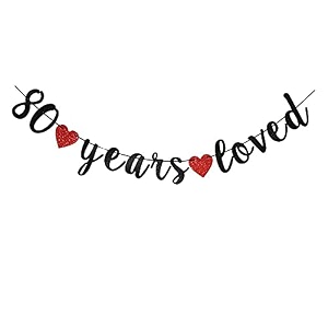 festiko80 years loved black paper sign for adult39s 80th birthday party supplies 80th wedding anniversary party decorations