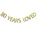 Festiko®80th Birthday Decoration Set - Happy 80th Birthday Banner with Black &amp; Gold Glitter Circle Dots Cheers to Eighty Years Old Birthday Party Decorations.