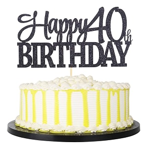 festikoblack glitter happy 40th birthday cake topper - 40 anniversary party decoration 40th