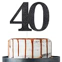 Festiko®Black Glitter Number 40 Cake Topper - for 40th Birthday/Wedding Anniversary Party Decoration
