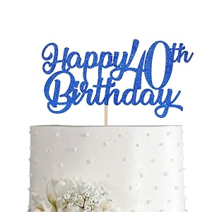 festikoblue happy 40th birthday cake topper royal blue glitter cheers to 40 years party cake decorations supply