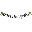 Festiko®Cheers to 70 Years Banner Black Paper Glitter Party Decorations for 70TH Wedding Anniversary 70 Years Old 70TH Birthday Party Supplies Letters Black