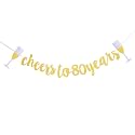 Festiko®Cheers to 80 Years Banner with Golden Glitter Circle Dots Set for 80th Birthday Party Decorations