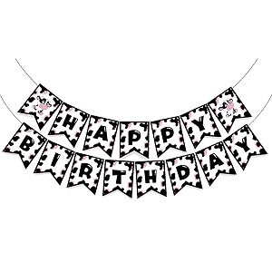 festiko cow print happy birthday banner cow theme birthday decoration cow theme party supplies