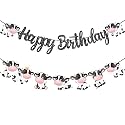 Festiko® Cow Theme Happy Birthday Banner (Black Glitter), Cow Theme Birthday Decoration, Cow Theme Party Supplies