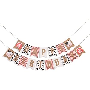 festiko farm birthday banner - cow themed party supplies for photo booth props 1st birthday party supplies