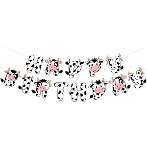 festikofarm cow theme happy birthday banner ranch animal party garland party bunting photography suppliesblack-white