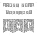 Festiko®Faux Silver Glitter Birthday Party Banner Decorations, Happy 70th Birthday, Approx 5-Feet, 1-Set, Milestone Colored Hanging Pennant Decor