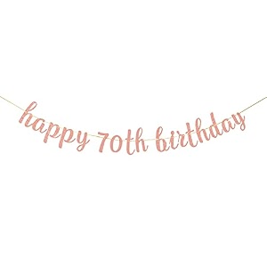 festikoglitter happy 70th birthday banner - 70 af sign banner - cheers to 70 years birthday party bunting decorations rose gold