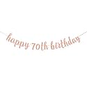 Festiko®Glitter Happy 70th Birthday Banner - 70 AF Sign Banner - Cheers to 70 Years Birthday Party Bunting Decorations Rose Gold