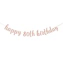 Festiko®Glitter Happy 80th Birthday Banner - 80th Anniversary Sign Banner - Cheers to 80 Years Birthday Party Bunting Decorations Rose Gold