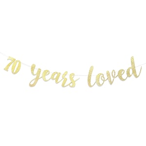 festikogold glitter 70 years loved banner - 70th birthday party photo decoration propssuitable for background banners on 70-year-old male and female birthday party70th wedding anniversary banner