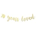 Festiko®Gold Glitter 70 Years Loved Banner - 70th Birthday Party Photo Decoration Props，Suitable for Background Banners on 70-Year-Old Male and Female Birthday Party，70th Wedding Anniversary Banner