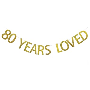 festikogold glitter 80 years loved banner for 80th birthday decorations