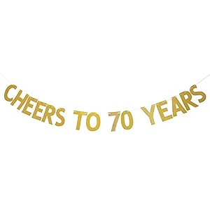 festikogold glitter cheers to 70 years banner 70th birthday anniversary party photo prop garlands bunting decor 70