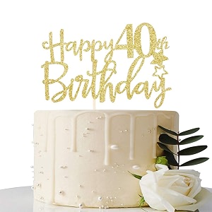 festikogold glitter happy 40th birthday cake topperhello 40 cheers to 40 years40 amp fabulous party decoration