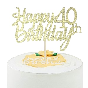 festikogold glitter happy 40th birthday cake topper 40th cake topper for birthday anniversary party decorations - pack of 1