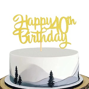 festikohappy 40th birthday cake topper - gold glitter 40 birthday party cake decorationforty years old birthday single-side cake decoration supplies40th anniversary party cake decoration