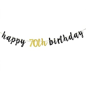 festikohappy 70th birthday banner black glitter 70th anniversary cheers to 70 years party decorations