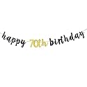 Festiko®Happy 70th Birthday Banner, Black Glitter 70th Anniversary Cheers to 70 Years Party Decorations