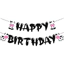 Festiko®Holy Cow Birthday Banner Happy Birthday Sign Garland for Kids Boy Girl’s Cow Farm Zoo Animal Themed First 2nd 3rd Bday Party Supplies Glitter Black Decorations