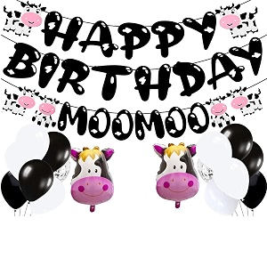 festikoholy cow birthday party decorations cow theme happy birthday banner garland latex balloons for kids farm theme party barnyard party supplies