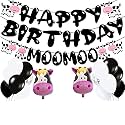 Festiko®Holy Cow Birthday Party Decorations Cow Theme Happy Birthday Banner Garland Latex Balloons for Kids Farm Theme Party Barnyard Party Supplies