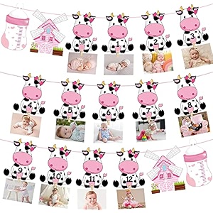 festikoholy cow first birthday party decoration for girls pink cow theme 1st birthday photo banner for newborn to 12 months for baby girls farm theme 1st birthday party supplies
