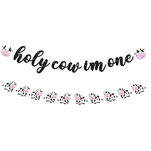festikoholy cow i39m one banner for cow themed birthday party cow 1st birthday party banners farm animal party decorations cow print birthday banners