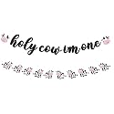 Festiko®Holy Cow I'm One Banner for Cow Themed Birthday Party Cow 1st Birthday Party Banners Farm Animal Party Decorations Cow Print Birthday Banners